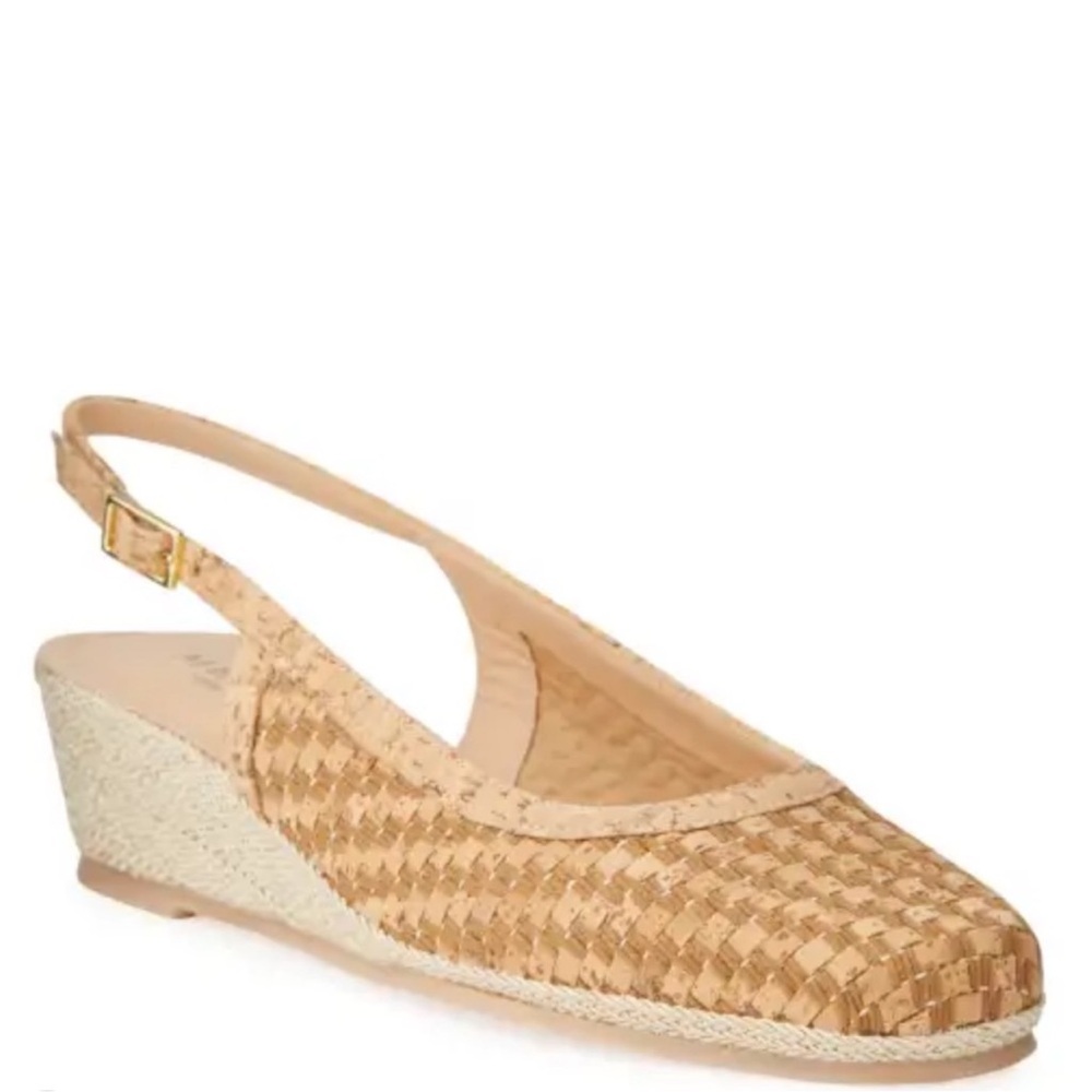 Sesto Meucci Mavel Women's Tan Woven Slingback Wedge Sandals